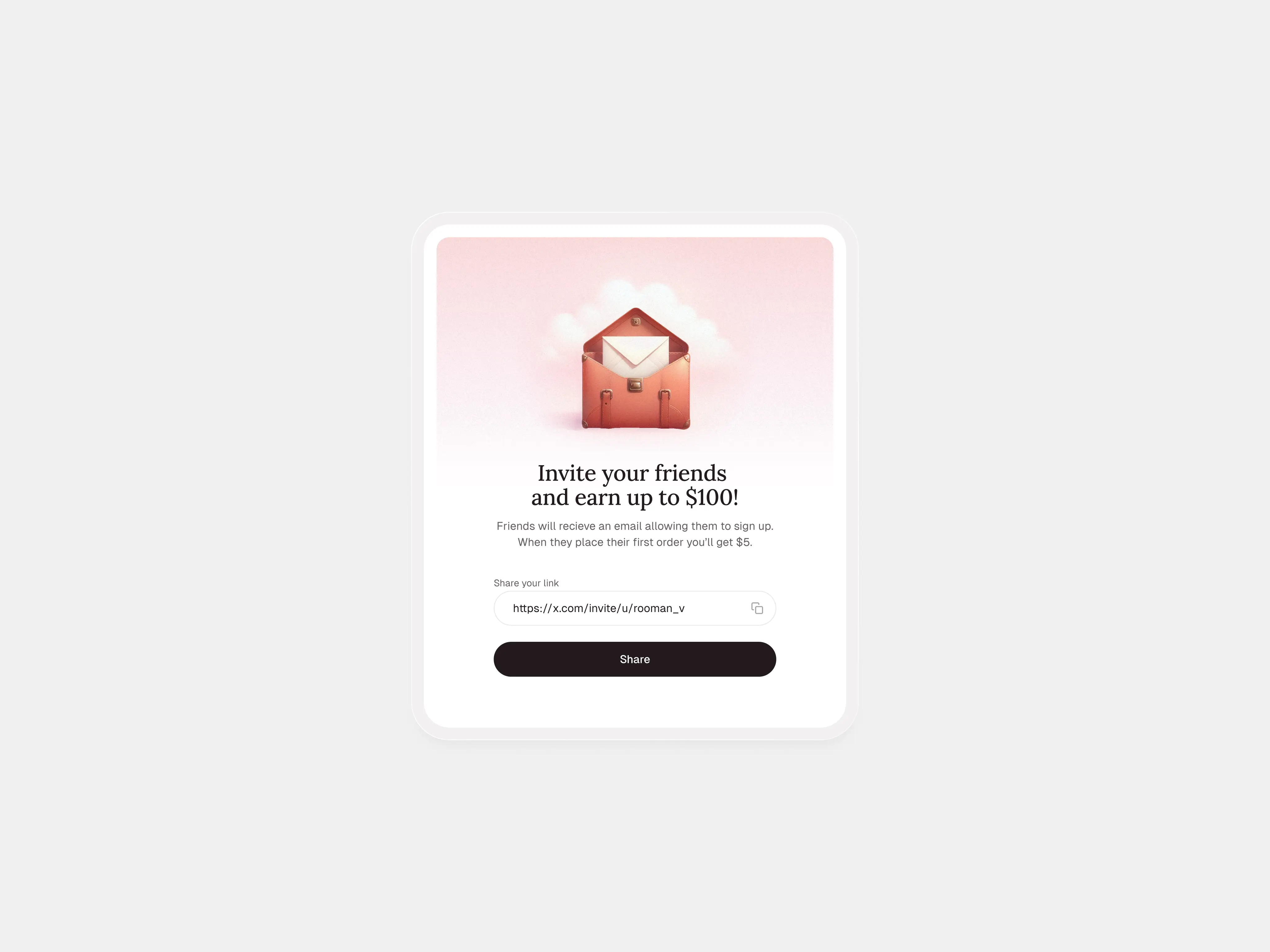 Invite friends mobile interface concept