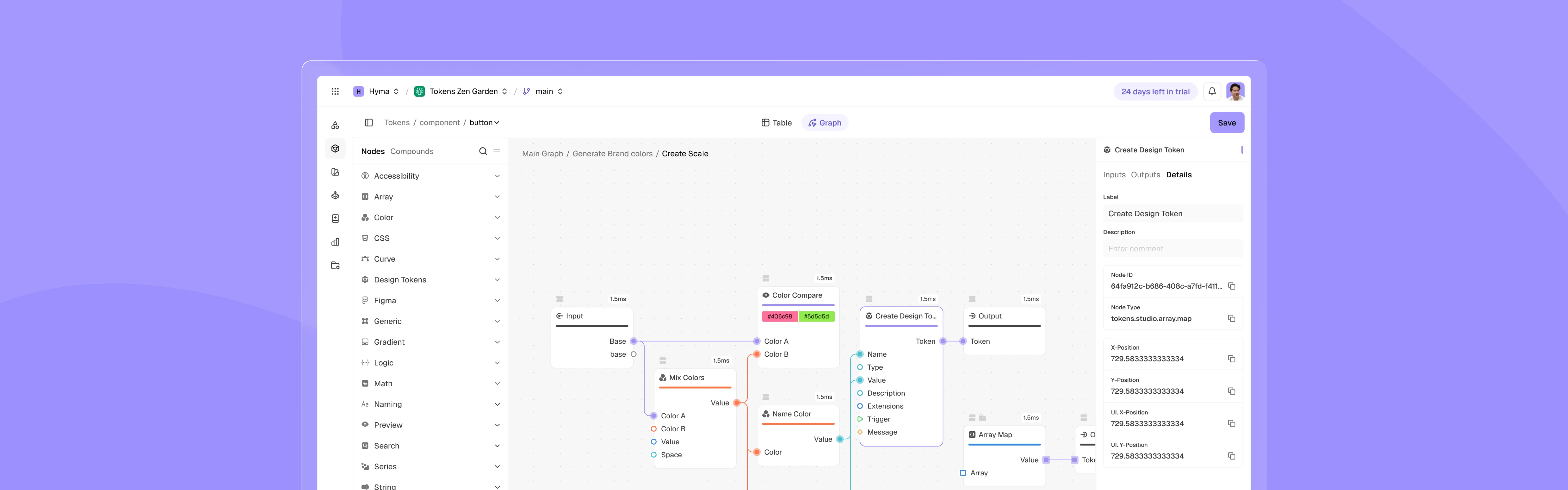 Tokens Studio product interface on a purple cover background