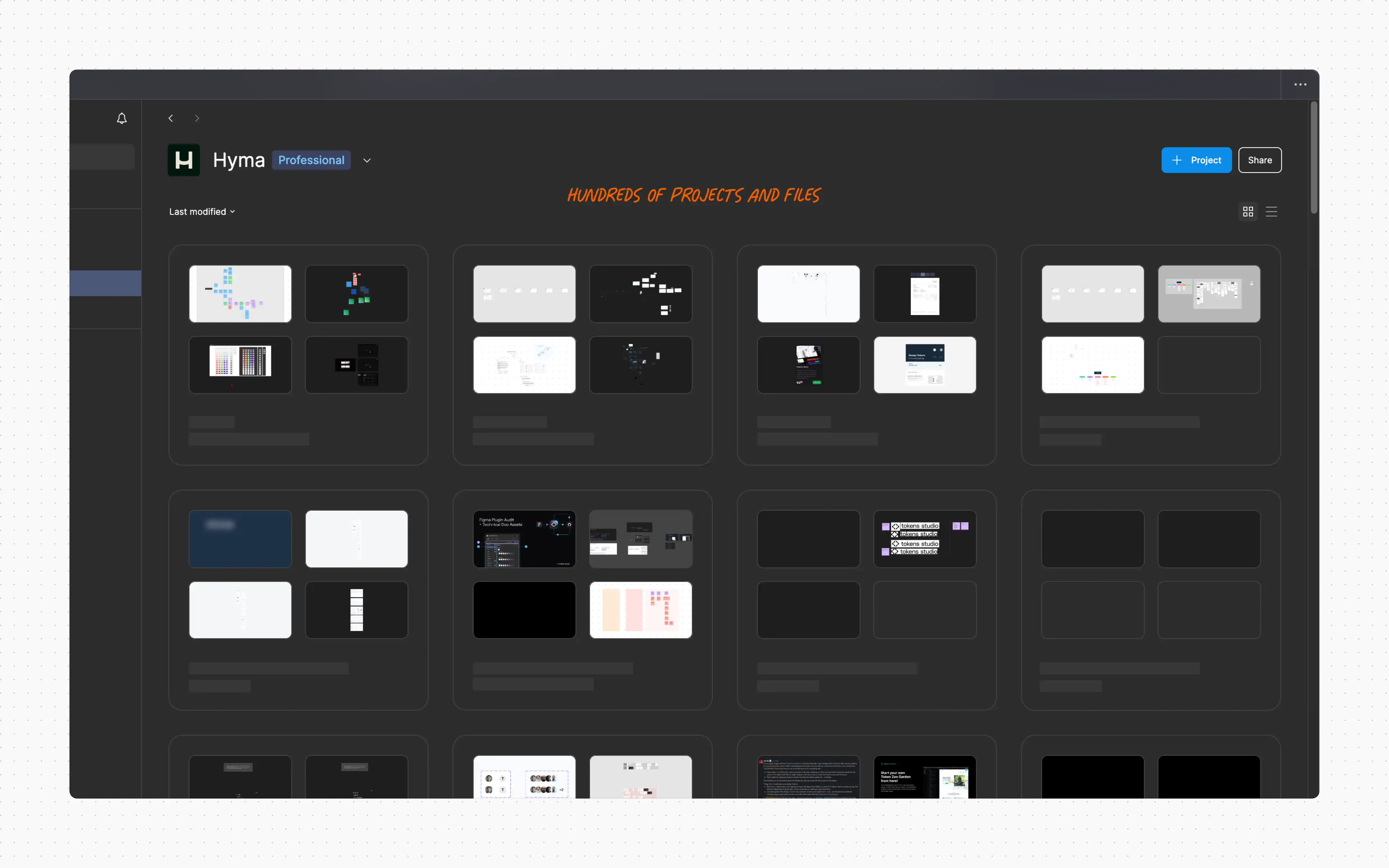Unorganized Figma workspace