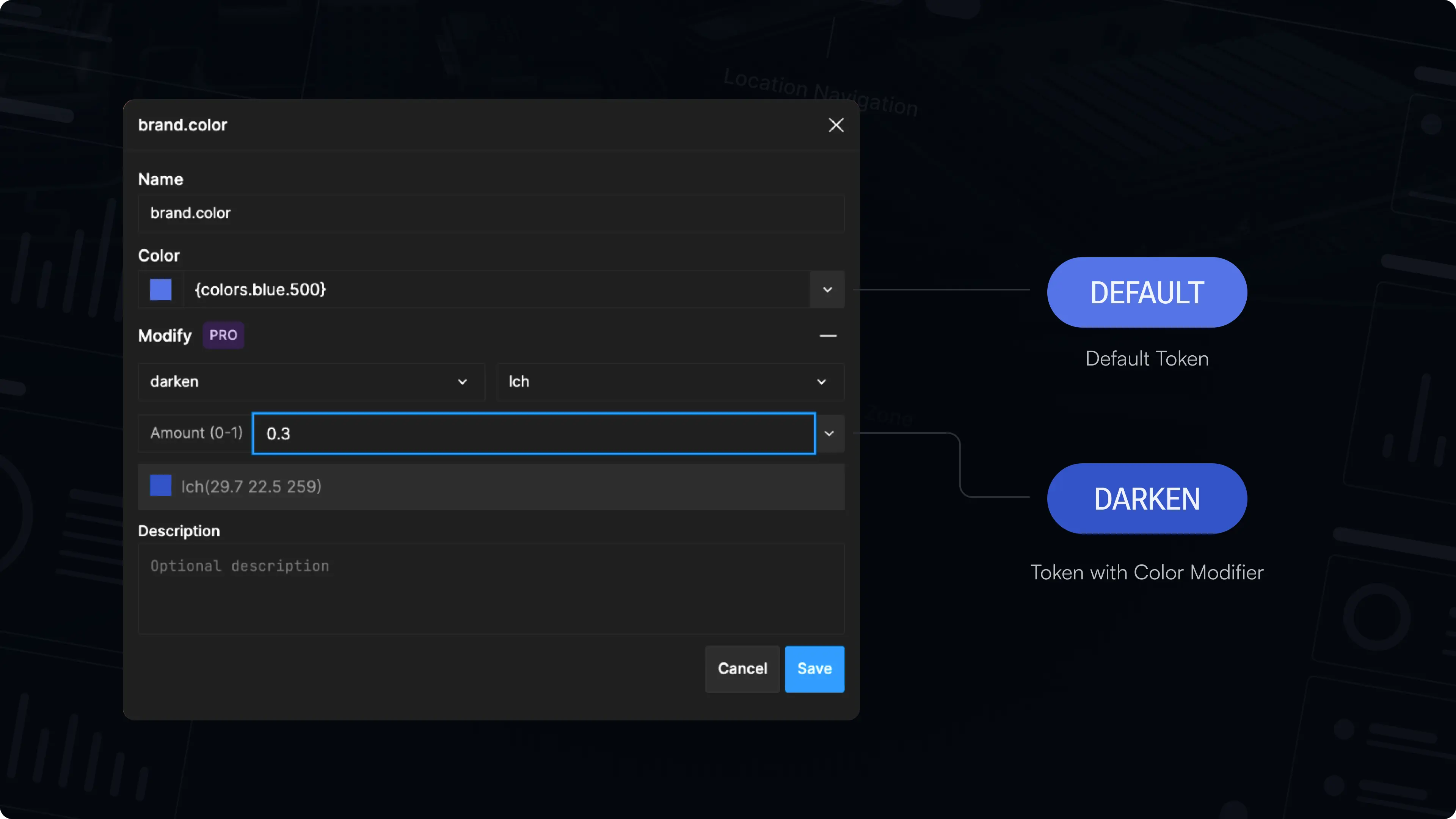 To create slight variations of a specific base color, you can manipulate the colors with color modifiers.